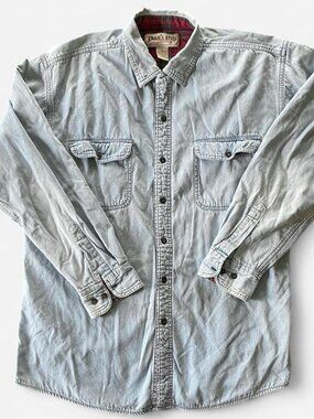 Vintage Flannel Lined Denim Shirt - size large
